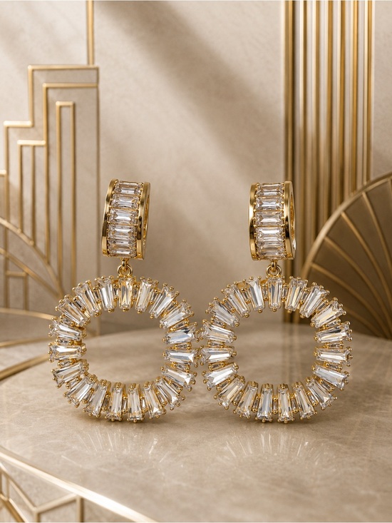 accentrix Jewelry - 🆕❤️❤️❤️Gold Crystal Halo Drop Earrings - Women Jewelry